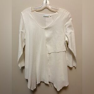 LULU B White Cotton Long Sleeve Layered Tunic Top
